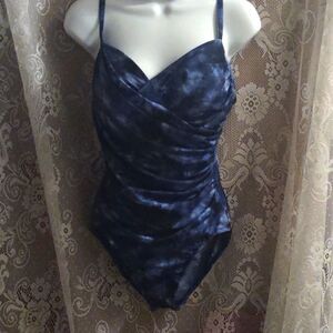 New Aqua Green Size M Blue Tie‎ Dye Draped Adjustable Strap Swimsuit